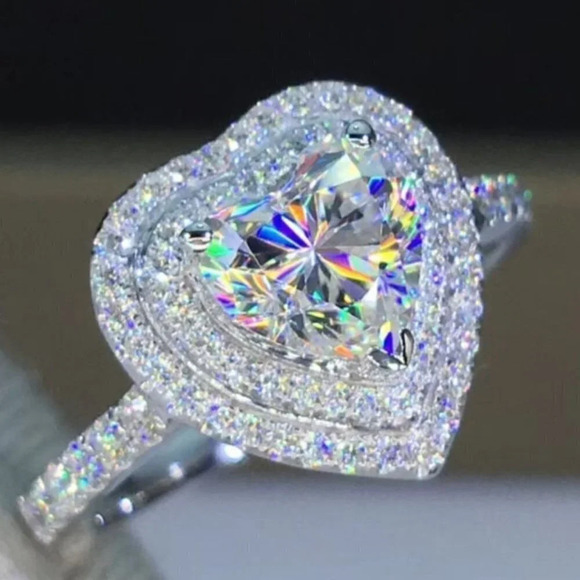 🌸Bling Heart CZ Gemstone Full Filled Thin Lovely FashionUNVN12151 - Picture 2 of 5